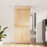  Klizna vrata Prirodna i bijela 90 x 210 cm Čvrsta borovina | shoptok.hr