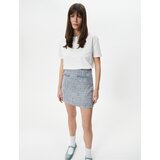 Koton Tweed Mini Skirt High Waist Chain Detail Cene