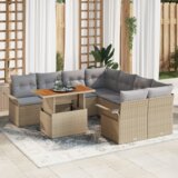  Set Vrtnih Sofi od 9 Komada s Jastucima u Bež Poly Ratan | shoptok.hr