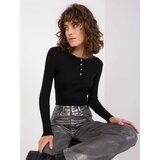 Fashion Hunters Black ribbed blouse with long sleeves Cene