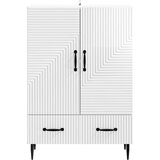  Strani šal Bela visok sijaj 66 x 34,5 x 95 cm Inženirski les, (5000217739) | Shoptok.si