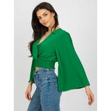 Fashion Hunters Green clutch formal blouse with wide sleeves Cene