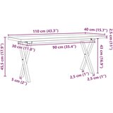  Stolić za kavu X-oblika 110x40x45,5 cm od borovine i čelik | shoptok.hr