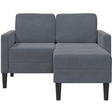 SOFA 2-sjed s ležaljkom u obliku slova L tamnosiva 125cm baršun | shoptok.hr