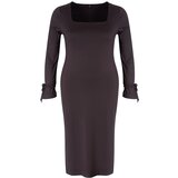 Trendyol Curve Black Premium Square Neck Slit Knitted Plus Size Dress | Eponuda.ba
