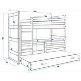Rico drveni dječji krevet na kat s tri kreveta - sivi - plavi - 200*90cm | shoptok.hr