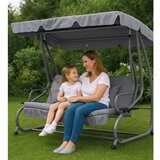 Lean Toys Vrtna gugalnica za štiri osebe s streho, prostostoječa, siva | Shoptok.si