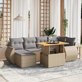 Maison Chic Seti vrtnega pohištva - Vrtna garnitura - Vrtni pohištvo set 7-delna z blazinami bež poli ratan, (21803893) | Shoptok.si