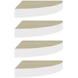 vidaXL kutne zidne police 4 kom boja hrasta i bijele 35x35x3,8 cm MDF | shoptok.hr