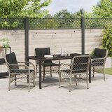  5-delni vrtni jedilni set z blazinami svetlo sivi poli ratan, (22087412) | Shoptok.si