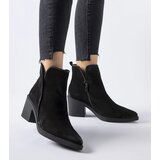 Gemre Black suede block-heeled ankle boots Karino Cijene