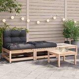  Vrtna sofa bez naslona za ruke s jastucima i tabureima Smeđa | shoptok.hr