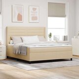  LED Box Spring Krevet s madracem Krema 180 x 200 cm tkanina | shoptok.hr