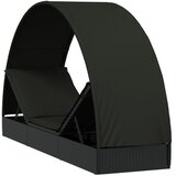 LEŽAJ za sunčanje s krovom crni 211 x 57 x 140 cm poliratan | shoptok.hr