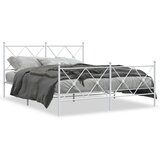 Furnova Kovinski posteljni okvir z vzglavjem in vznožjem bel 150x200 cm, (21935243) | Shoptok.si