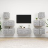 The Living Store Komplet TV omaric 7-delni betonsko siva iverna plošča - Komplet TV Omaric, (21374766) Cene