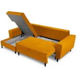 Cosmopolitan Design Gorčično rumena raztegljiva kotna sedežna garnitura s prostorom za shranjevanje iz rebrastega žameta (levi kot/z ležalnikom) Kyoto – | Shoptok.si