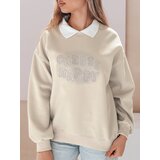 DStreet Bluza damska oversize z nadrukiem HAPIRES cappuccino | shoptok.hr