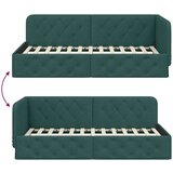 VidaXL Kotna postelja z vzglavjem Temno zelena 90 x 200 cm blago Slike