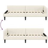 vidaXL Kotni posteljni okvir krema 90 x 200 cm Samet in inženirski les | Shoptok.si