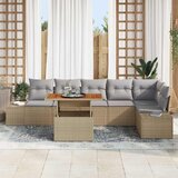  Sjedeća garnitura za vrt 7 kom. Bež Poli ratan 100 x 55 x 73 cm | Shoptok.si