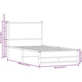 vidaXL Metalni okvir kreveta s uzglavljem smeđa boja hrasta 75x190 cm | shoptok.hr
