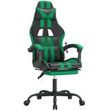  Igraća stolica od umjetne kože s osloncem za noge Crna i zelena | shoptok.hr