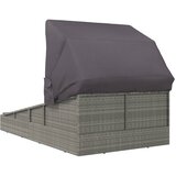 LEŽAJ za sunčanje s krovom sivi 200 x 114 x 128 cm poliratan | shoptok.hr