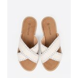 Shelvt White braided flip-flops on a flat sole | Shoptok.si