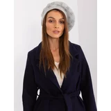 Fashion Hunters Light gray knitted beret with appliqué