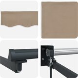vidaXL Ročna Retraktibilna Tenda Bež 350x250 cm, Tenda za zamenjavo tkanine za okvir 3.5x2.5 m Bež | Shoptok.si