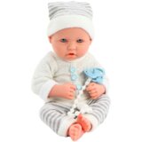  Lutka beba u sivo-bijeloj odjeći, šešir, duda | Shoptok.si