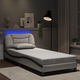 Furnova Posteljni okvir z LED lučkami bel in črn 90x200 cm umetno usnje, (21937735) Cene