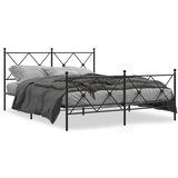 Furnova Kovinski posteljni okvir z vzglavjem in vznožjem črn 150x200 cm, (21942567) | Shoptok.si