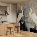  Foto tapeta - Herons and cherry blossoms - oriental-style illustration depicting birds 500x350 Vodootporna | shoptok.hr