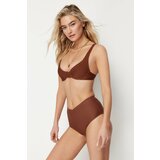 Trendyol Brown V-Cut High Waist Bikini Bottom Cene