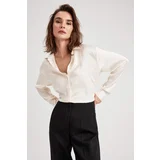 Defacto Regular Fit Basic Long Sleeve Satin Shirt