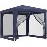 Šator za zabave s 4 mrežasta bočna zida plavi 2,5 x 2,5 m HDPE | shoptok.hr