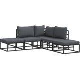 vidaXL Sjedeća garnitura za vrt 5 pcs Crna 211.5 x 211.5 x 71 cm | shoptok.hr