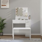 The Living Store Komplet toaletnih mizic z LED lučkami bel visok sijaj - Komplet LED Toaletnih Mizic, (21657035) Cene