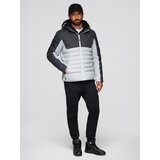 Ombre Men's long quilted jacket with large pockets - beige | shoptok.hr