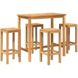 Vanjski bar set 5 pcs Neprerađeno Čvrsto teak drvo | shoptok.hr