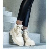 Gemre Beige ankle boots on a thick sole with fur Best | Shoptok.si
