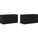 vidaXL Set stenskih televizijskih kabinetov 2 pcs Črna Orehovina, (5000112740) | Shoptok.si