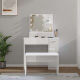  Set toaletnog stolića LED sjajni bijeli od konstruiranog drva | shoptok.hr