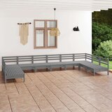  Vrtna sedežna garnitura 10-delna siva trdna borovina, (20676163) | Shoptok.si