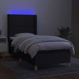  Krevet box spring s madracem LED crni 90x200 cm od tkanine | shoptok.hr