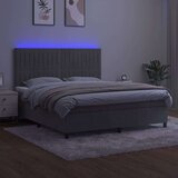  Box spring postelja z vzmetnico LED svetlo siva 160x200cm žamet, (20790161) | Shoptok.si