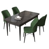 Hanah home set trpezarijski sto i 4 stolice arp black marble khaki | Eponuda.com