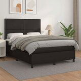  Box spring postelja z vzmetnico črn 140x190 cm umetno usnje, (20725851) Cene